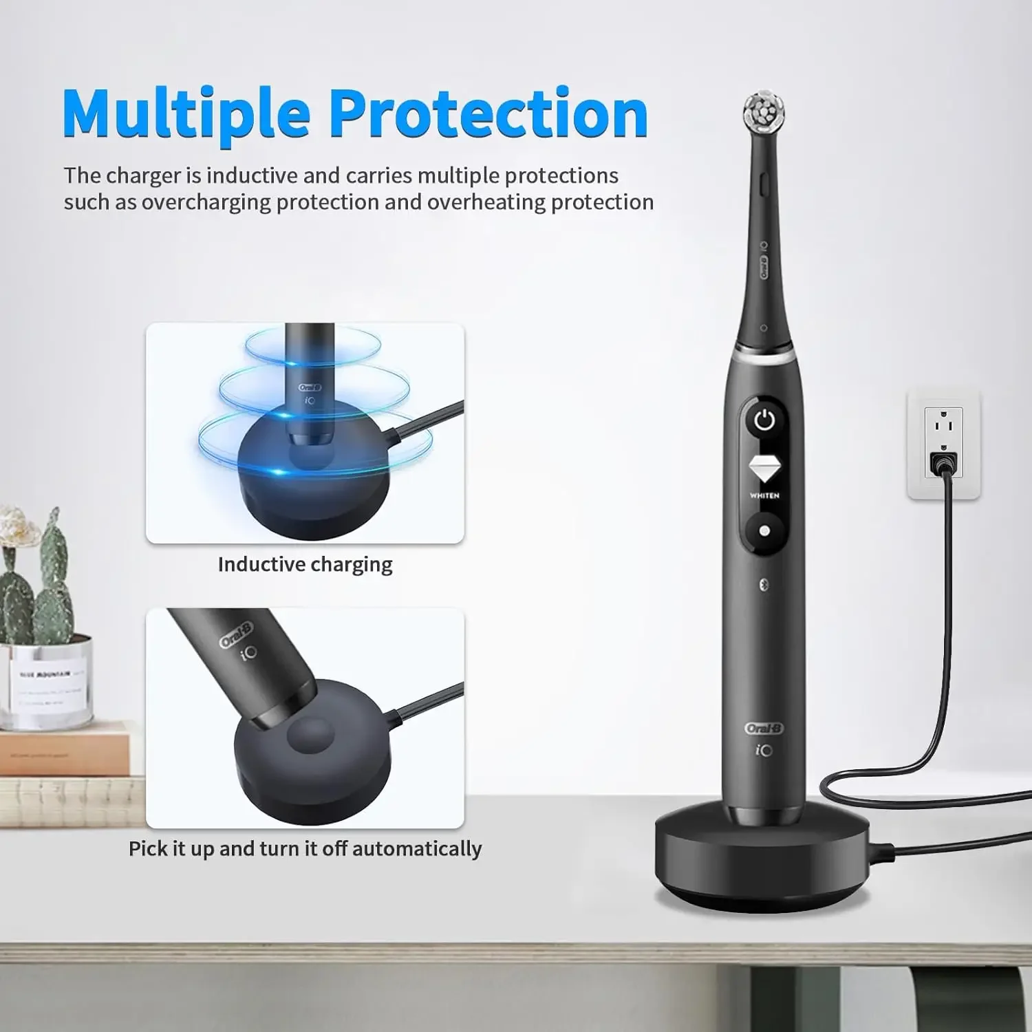 For Oral B iO Series 7/8/9 9S 10S iO7 iO8 iO9 3768 USB/EU/US Charger 100-240V Magnetic Electric Toothbrush Charging Base Adapter view 2