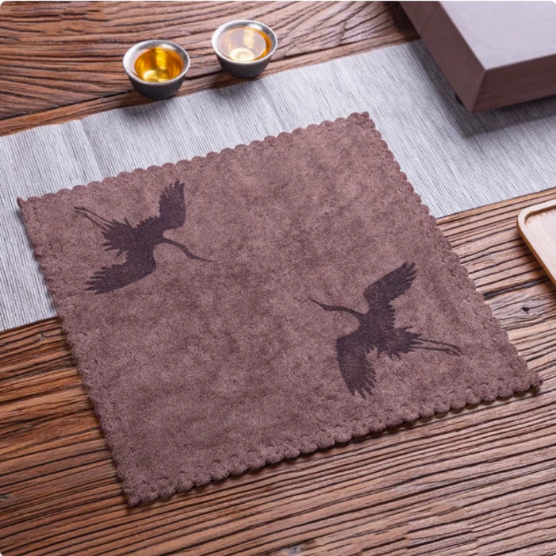 Terylene Cotton Thickened Water Absorbing Tea Towel Kitchen Bar Cleaning Cloth Towel Tea Table Teapot Mat Teaware Accessories