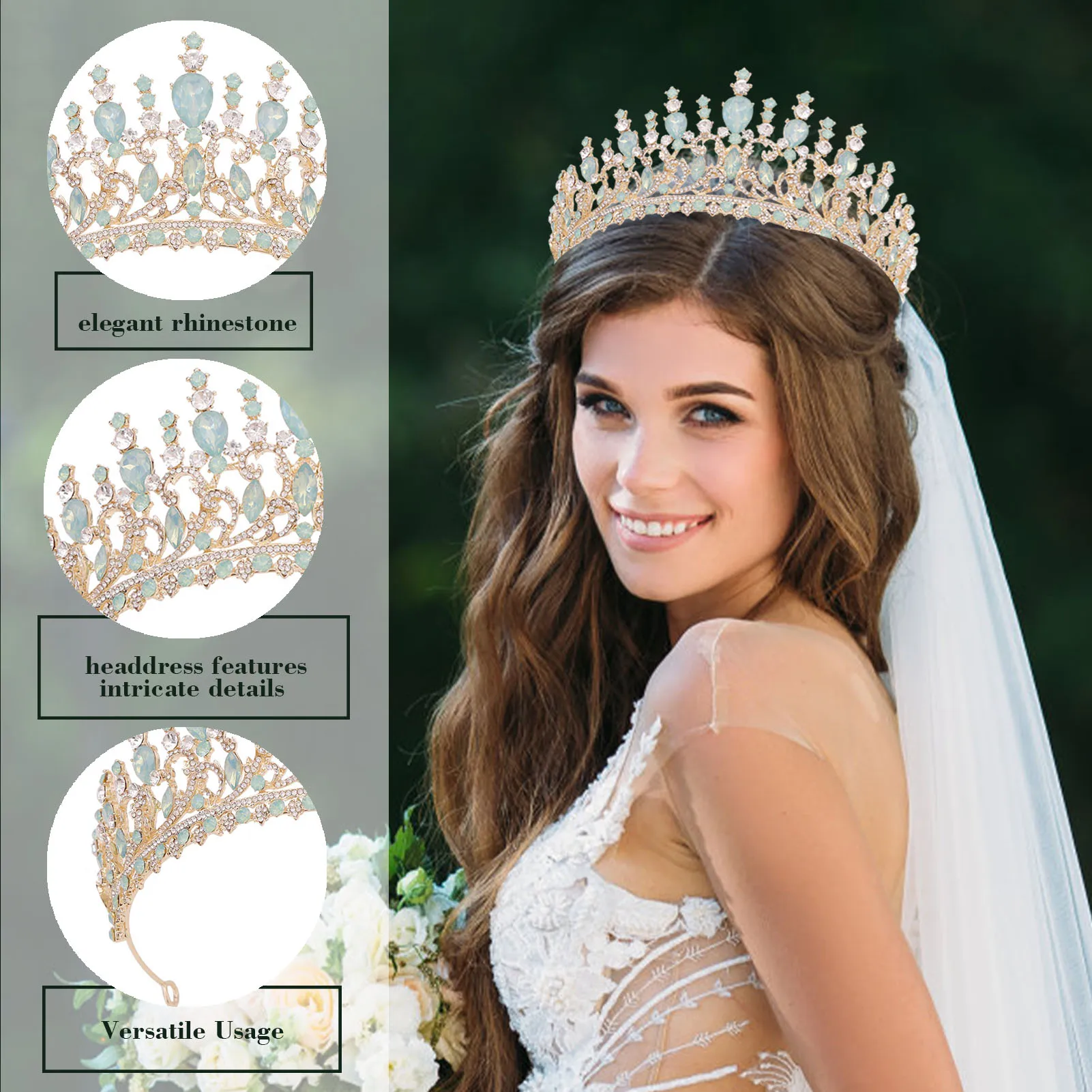 Couronne de Cheveux en Strass, Bijoux de Tempérament de Mariage, Style Simple, pour Robe, Coiffure, Outil de Direction