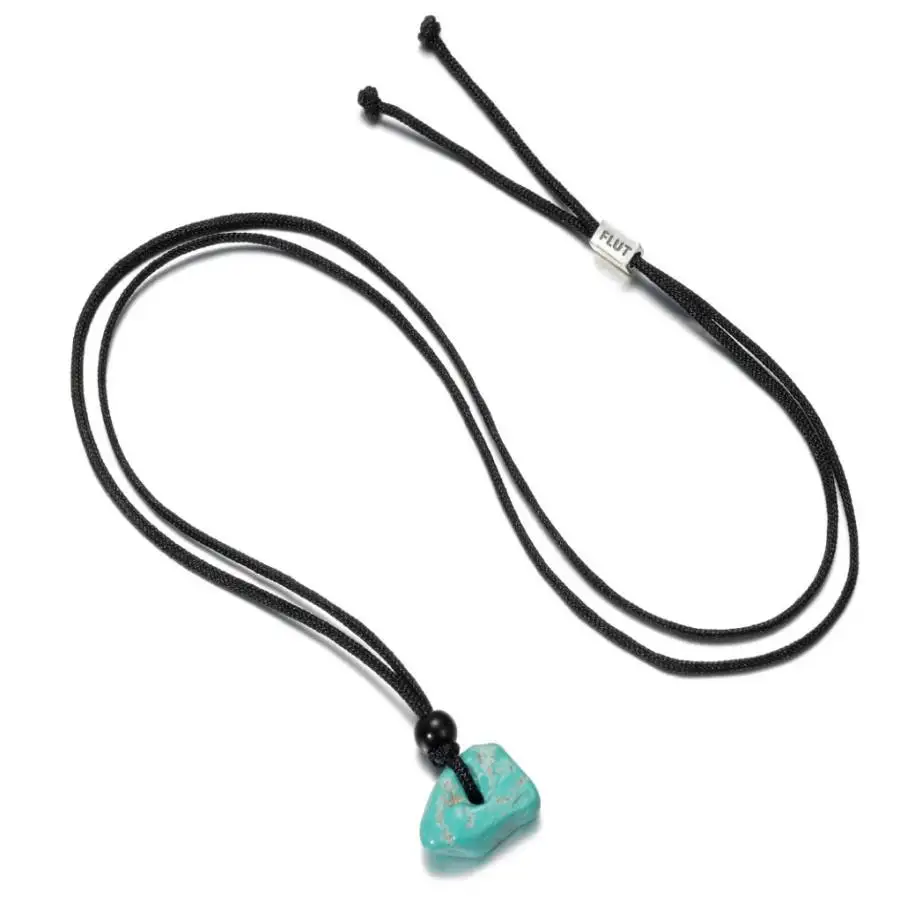 

Handmade Genuine Turquoise Irregular Nugget Pendant Necklace with Black Onyx Accent Ethnic Jewelry Gift for Him