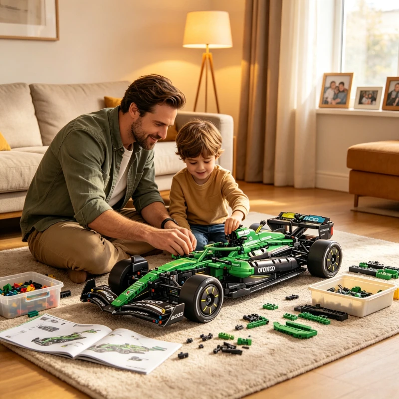 Creative MOC 1:8 AMR25 Martin Aramco Sports Car Bricks Kit,1547PCS Technical Assembly Model,Collectible,Premium Party Favor