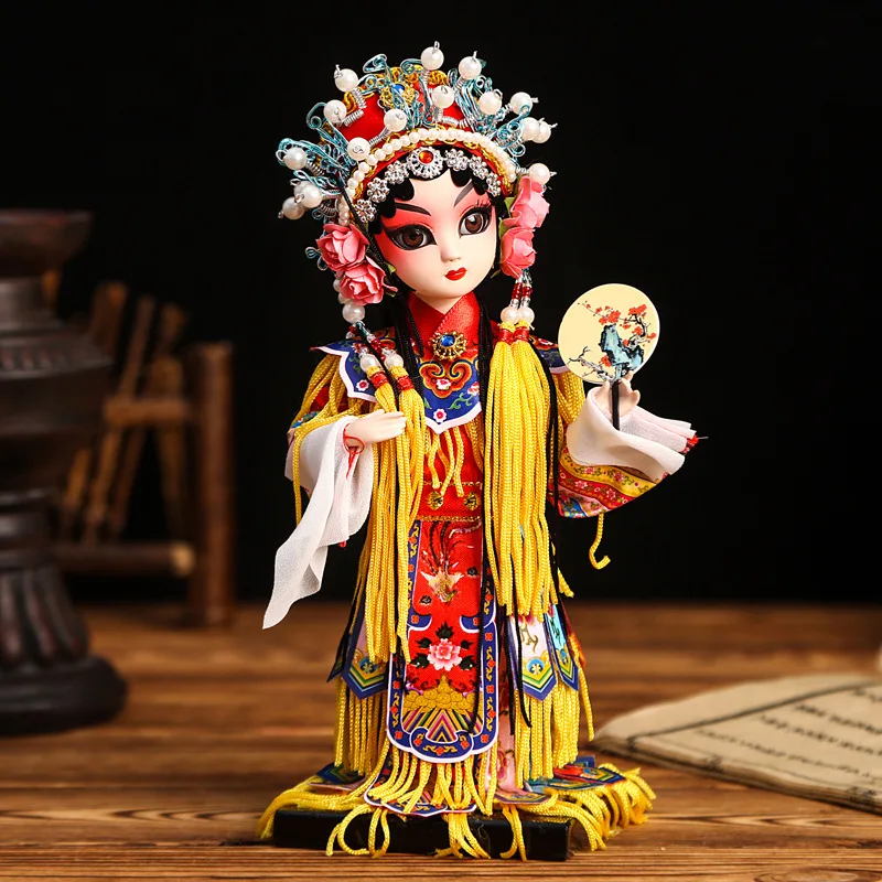 9 Inch Chinese Traditional Handicraft Silk Figurine Collectible Chinese Culture Art Beijing Opera Doll Statue Peking Opera Dolls