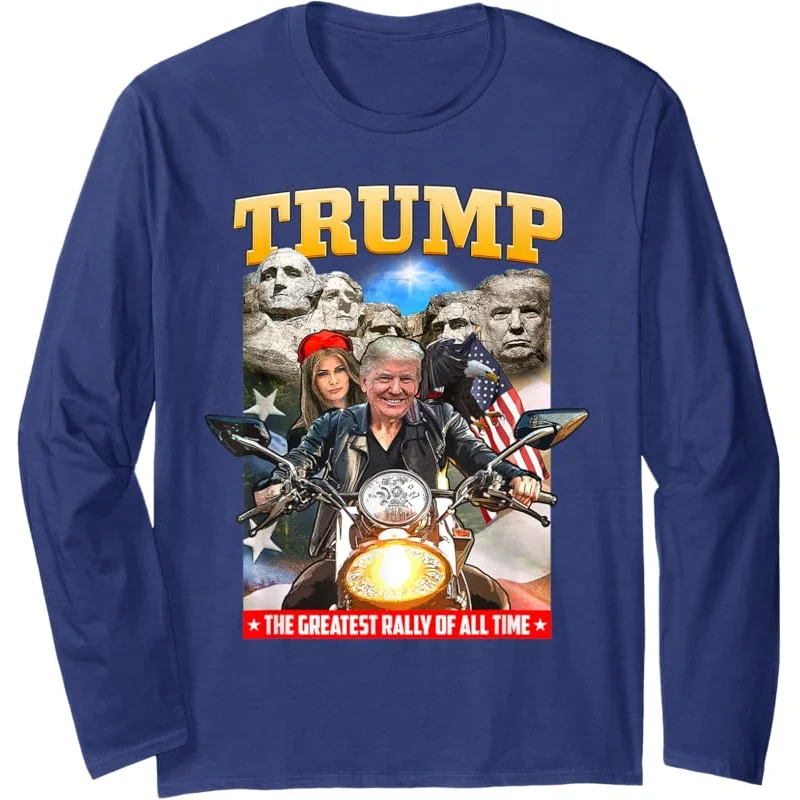 2024 Biker Motorcycle Trump, Mount Rushmore American Greatest Long Sleeve hoodie