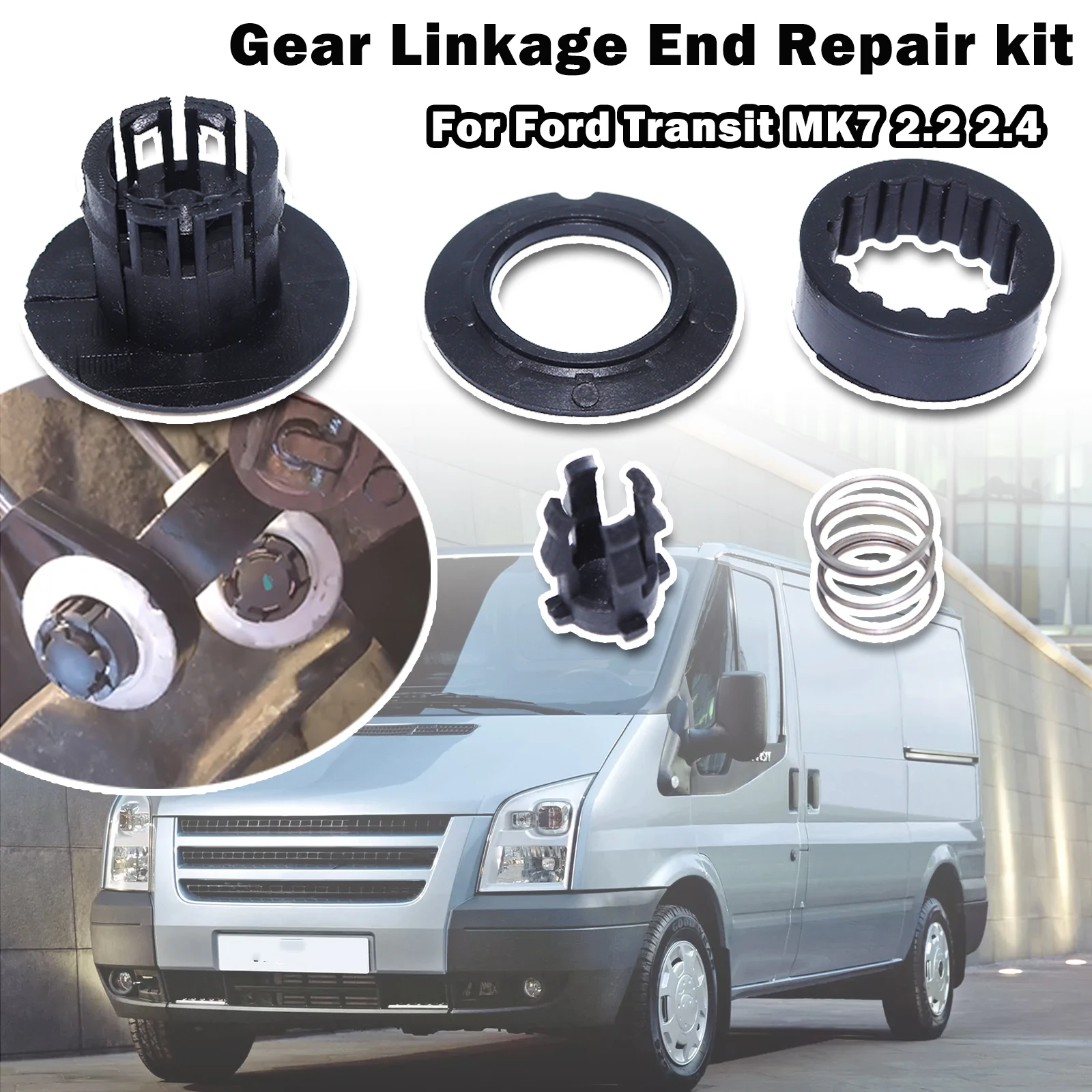 For Ford Transit MK7 2.2 2.4 TDCI Bushing Kit Shifter Lever Manual Gearbox Change Control Cable Linkage end Repair 2006 - 2014