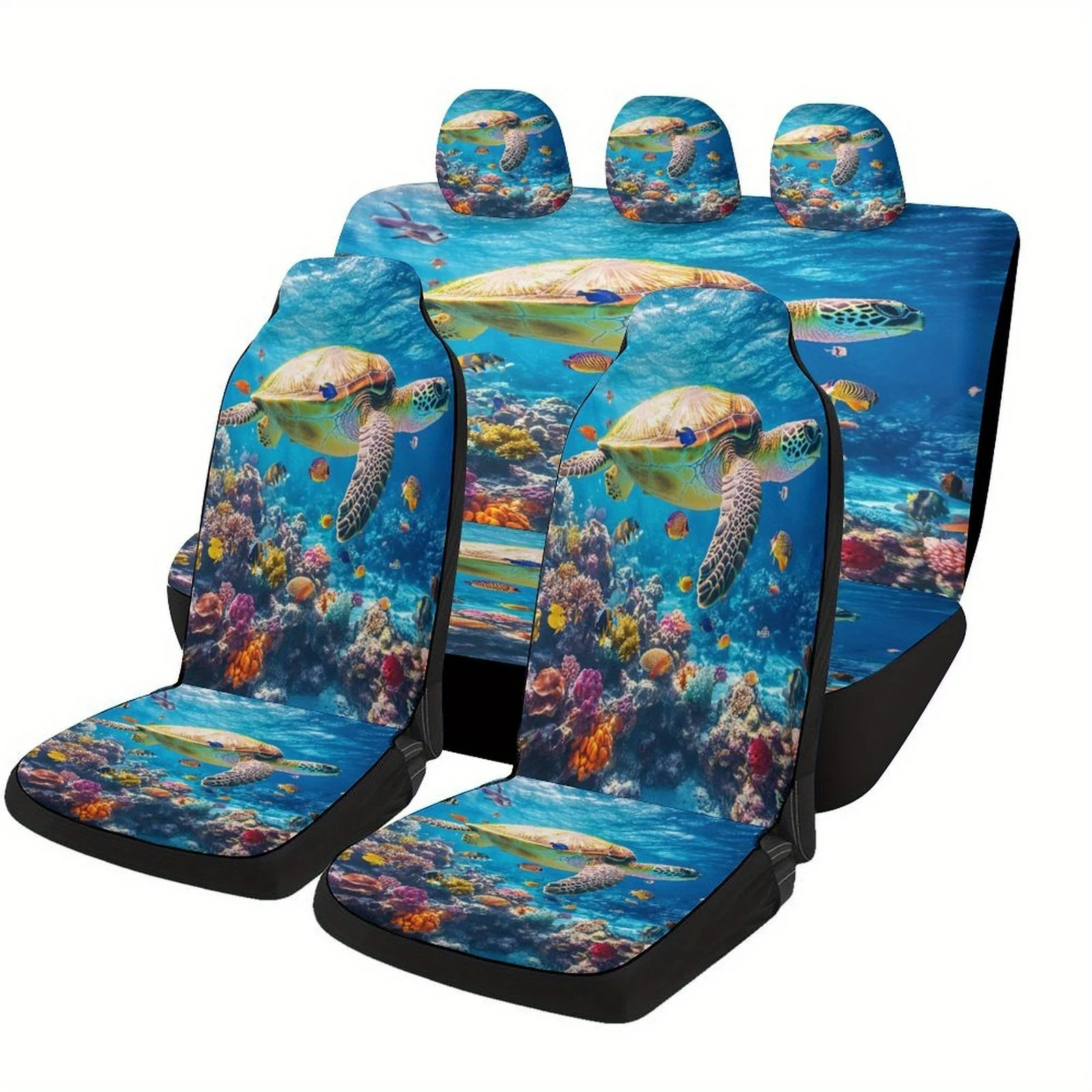 

Комплект чехлов на автомобильные сиденья на тему тропической морской черепахи для большинства автомобилей, модные новые защитные чехлы для автомобильных сидений, полный комплект, универсальный C