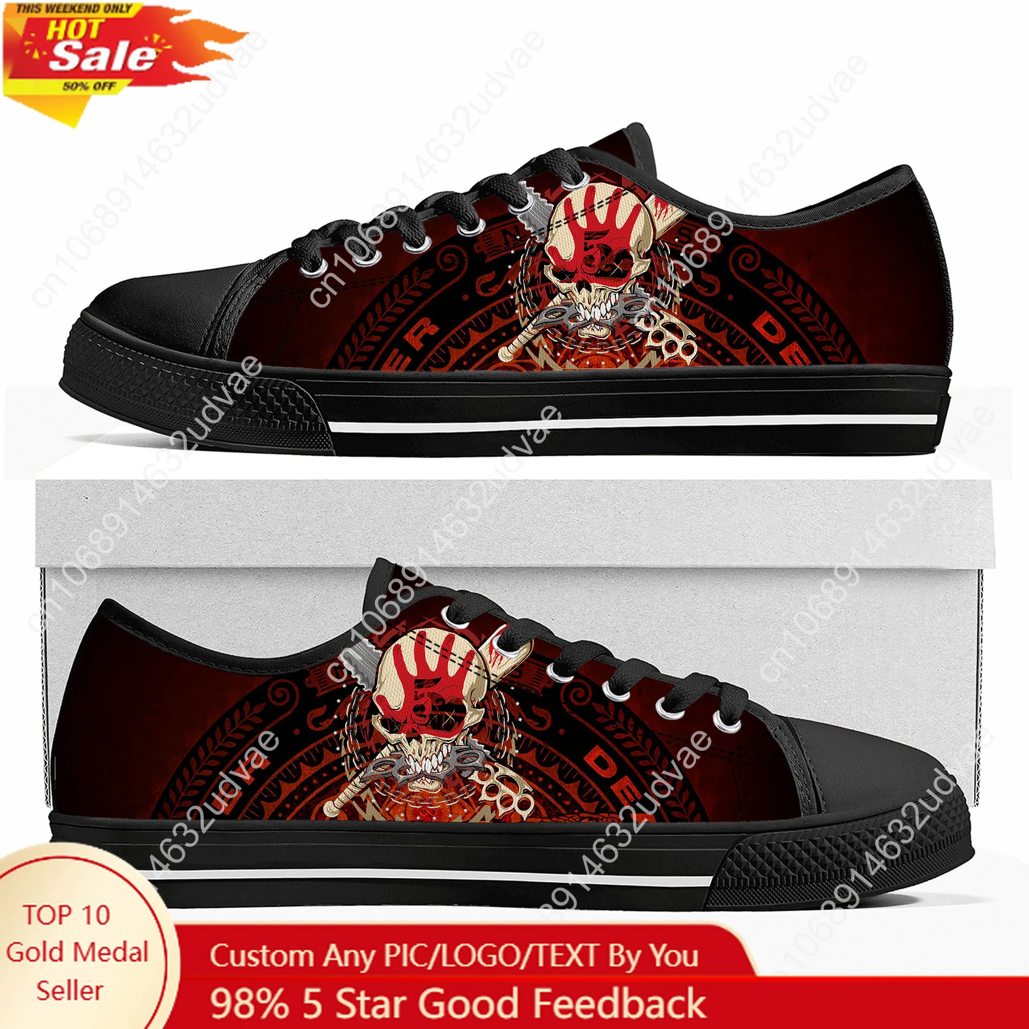 

Five Finger Death Punch Low Top Shoes Man Woman Teenager Canvas Casual Sneaker Sneakers Couple Footwear Custom Shoe Unisex Black