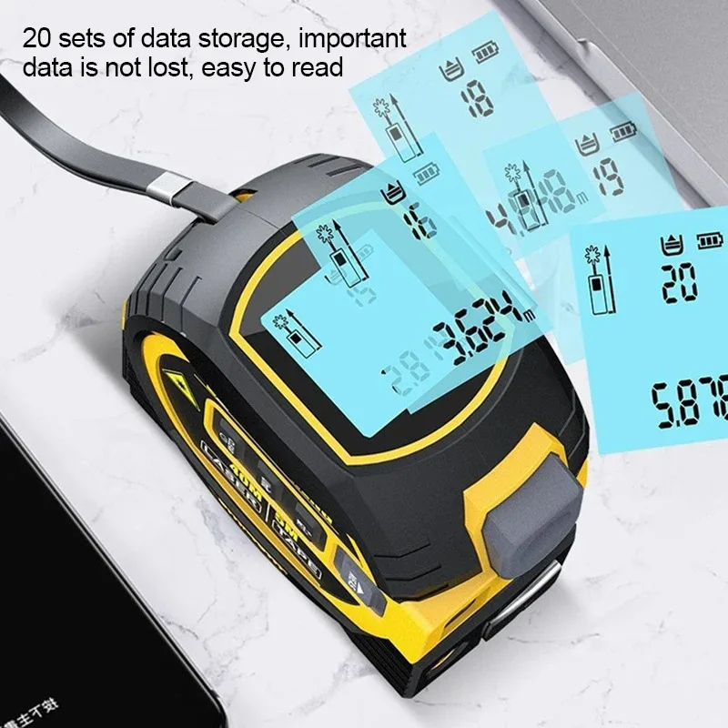 3 In 1 Laser Rangefinder 5M Tape Measure Ruler 40m/60m Laser Distance Meter LCD Display with Backlight for Building Measurement