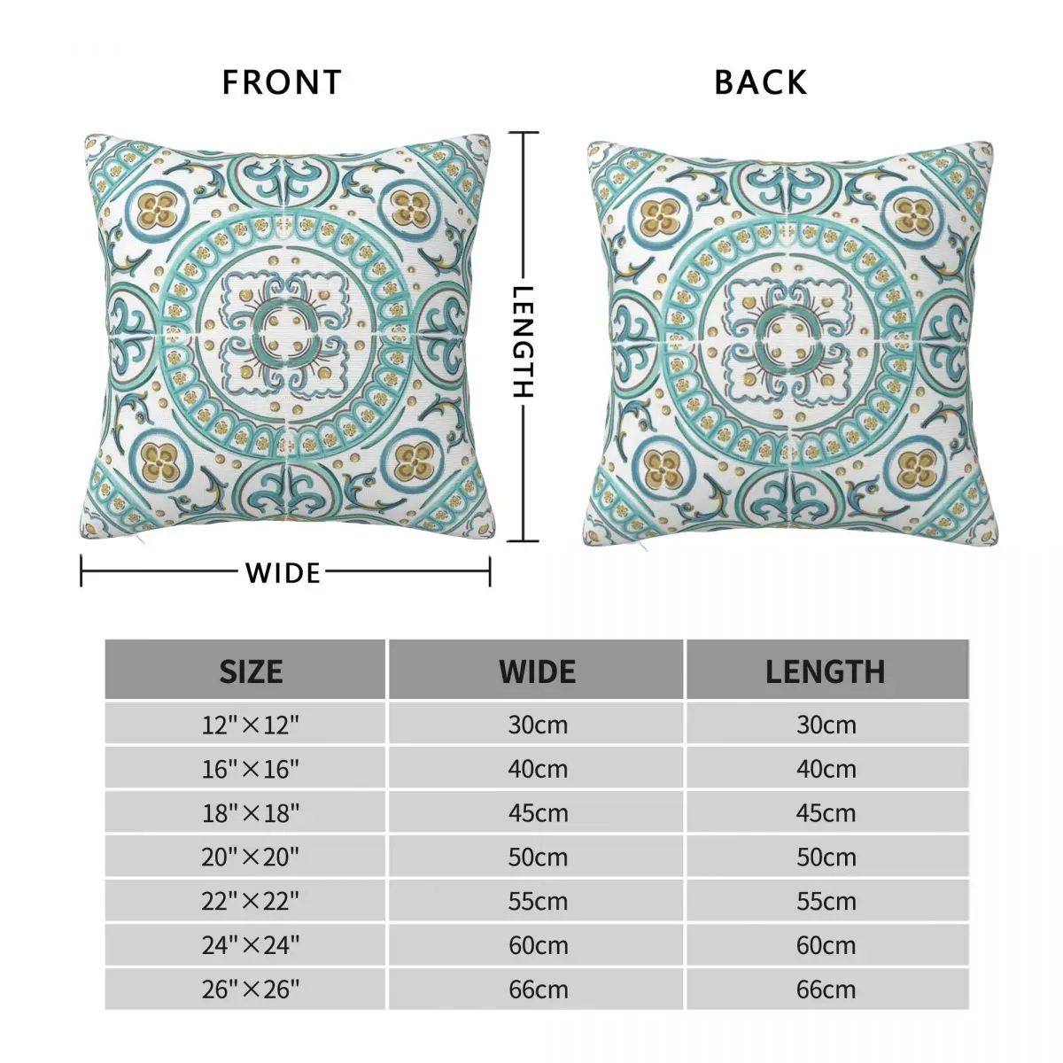 Deco Tile Pattern Square Pillowcase Pillow Cover Polyester Cushion Zip Decorative Comfort Throw Pillow for Home Bedroom