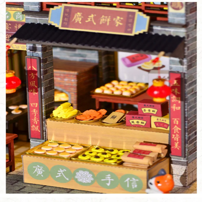 OUZEY 중국 과자 가게 DIY, 3D 나무 거리 풍경 모델, 청소년을 위한 빈티지 문화 장난감