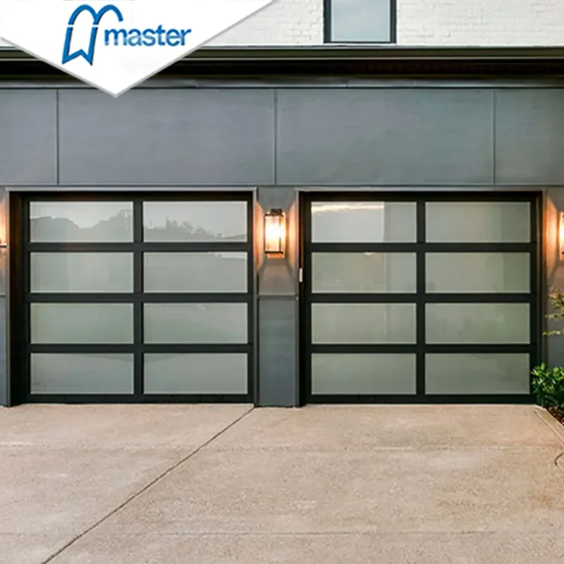9x7 16x7 Chinese Top Manufacturer Sectional Overhead Automatic Frosted Tempered Aluminum Plexiglass Glass Garage Door