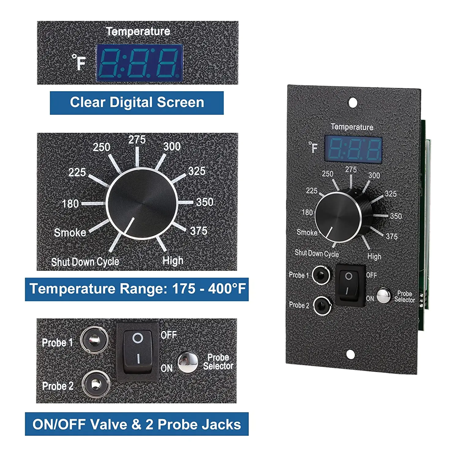 Digital Thermostat Control Panel Kit for Traeger Pro 20/22/34 Bac365 Pro Series Wood Pellet Smoker Grills Controller+Meat Probes