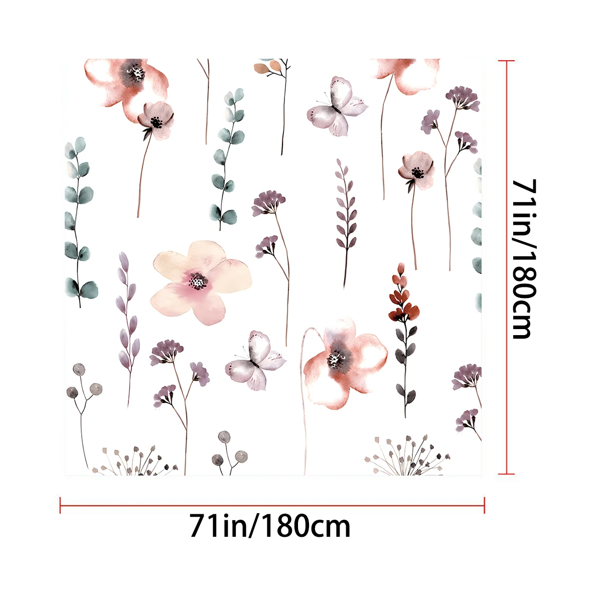 1PC180x180cm shower curtain, pink flower, waterproof and mildew resistant partition decoration, bathroom with hooks