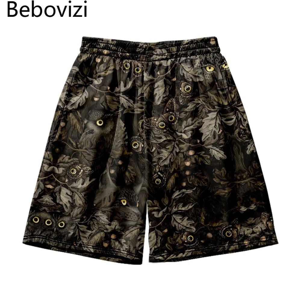 

Summer Fashion Animal Owl Print Streetwear Beach Running Shorts Casual Men Women Elastic Waist Gym Shorts Men Plus Size 5XL 6XL