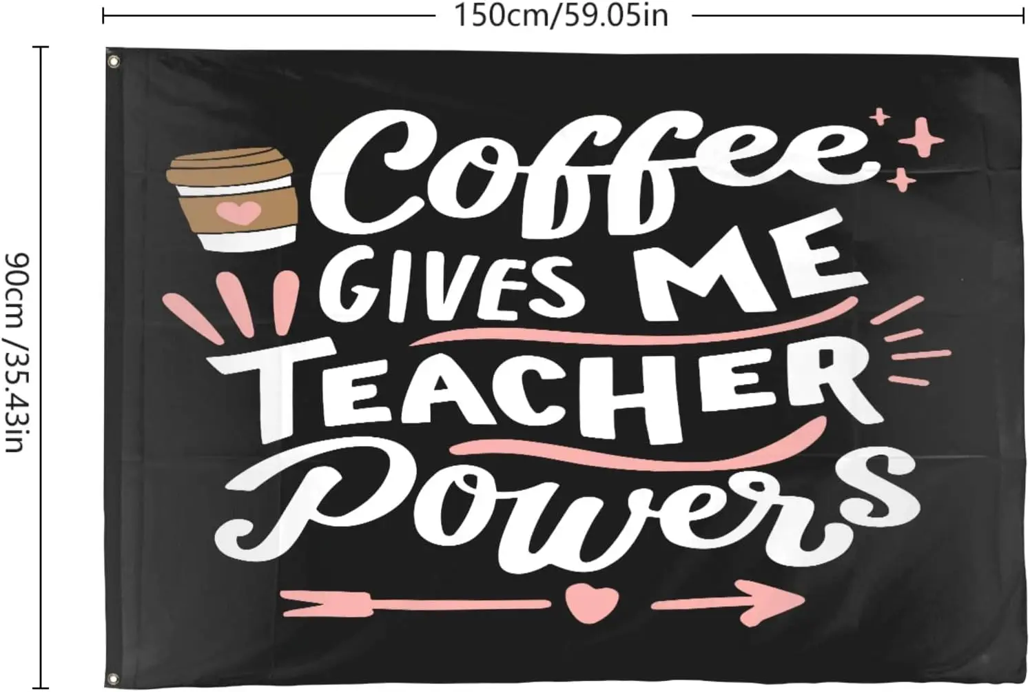 Flagnshow 100% Polyester Coffee Gives Me Teacher Powers Funny Back To School Teachers Flags