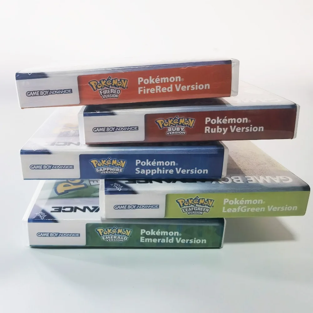 2024 Pokemon Series Emerald FireRed Leafgreen Ruby Sapphire 5 Versions GBA Game in Box for 32 Bit Video Game Cartridge No Manual