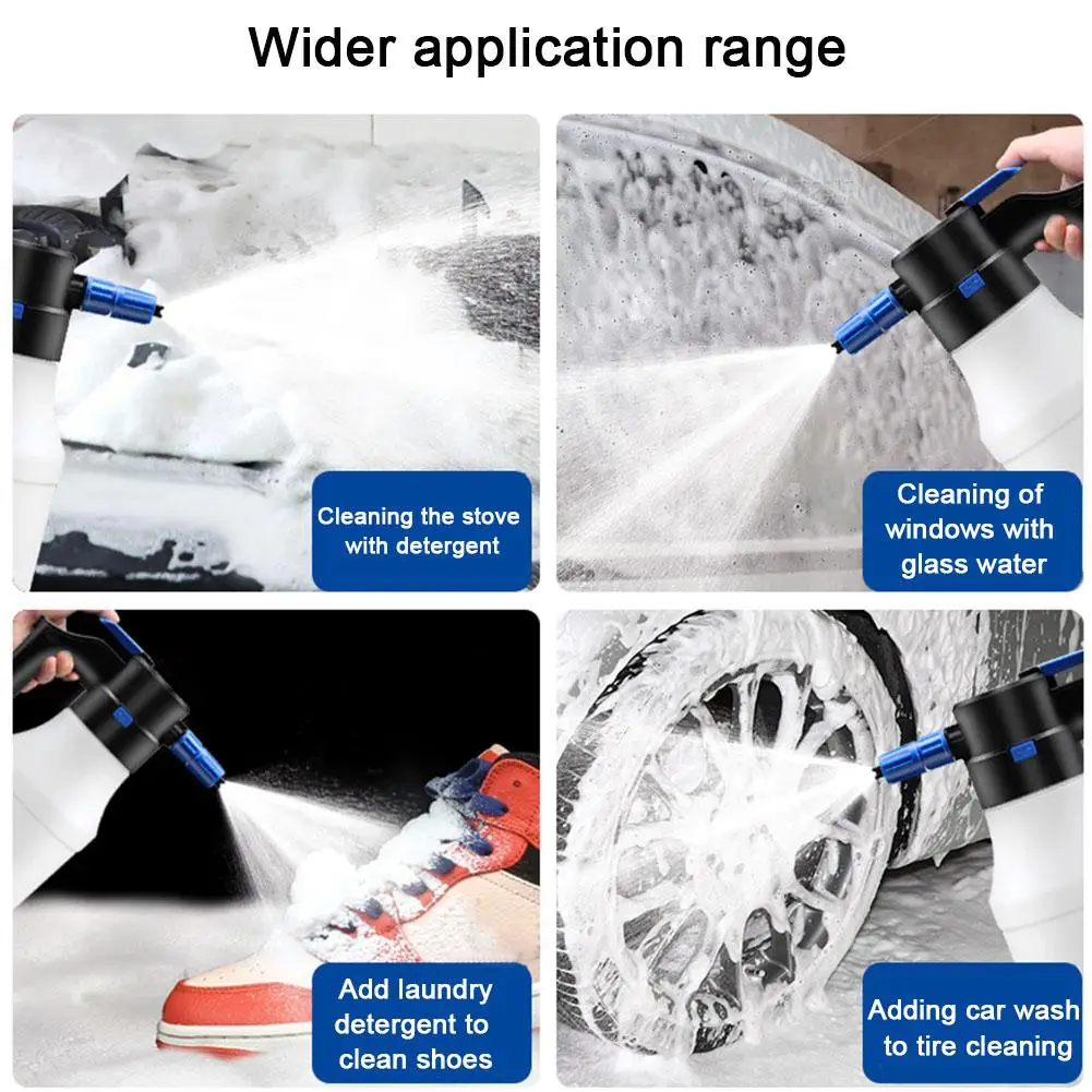 Electric Foam Sprayer For Car Wash USB 2600mAh Lithium Battery Foam Lance EnduranceCar Wash Towel Foam WashFoam Generator 1.5L