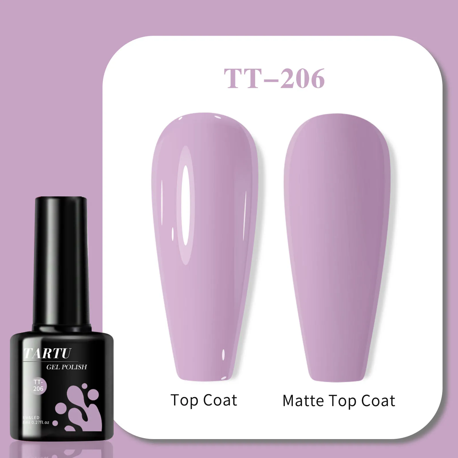 TARTU 8ml lavender purple gel nail polish, semi-permanent, suitable for home manicure DIY gift for girls
