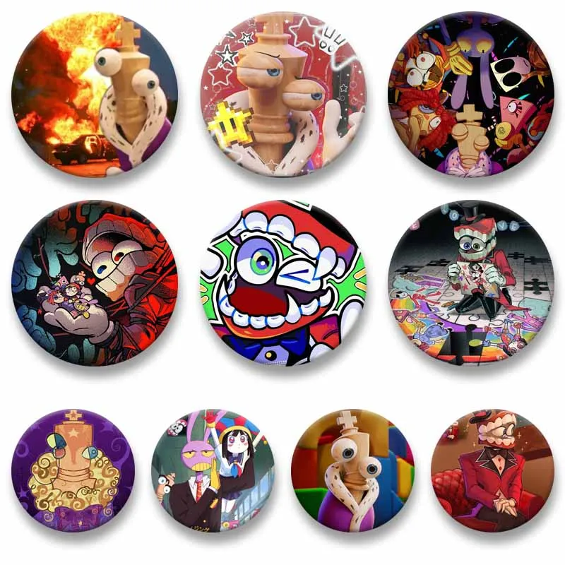 

Anime Character Kinger Caine Can Badges Cosplay Jewelry Accessories Gifts Cartoon Round Enamel Pin Lapel Brooch for Backpack Hat