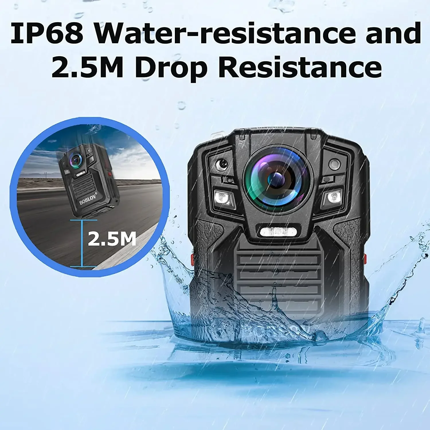 BOBLOV HD66/D7 2K 1440P Base Chest Body Camera IP68 Waterproof Drop Resistant Two Batteries For Police recording