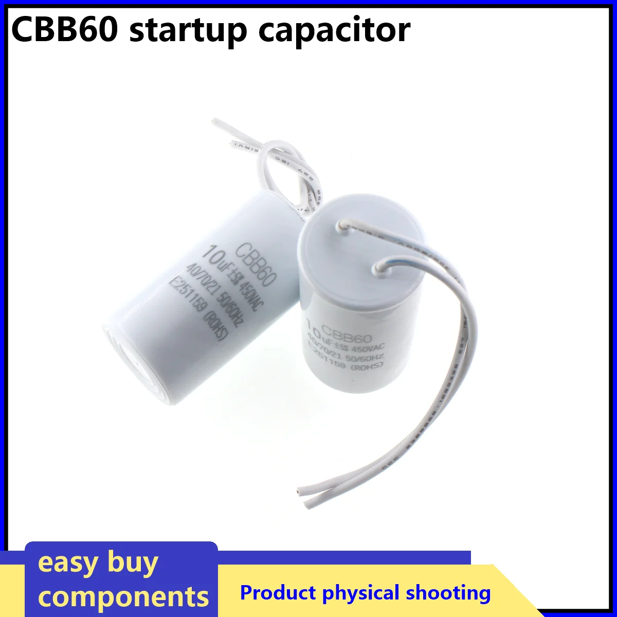 CBB60 Motor Run Capacitors 450V AC Starting Capacitor 3UF 4UF 5UF 6/8/10/12/14/15/16/18/20/25/30/40/45/50/60UF for Washing Mac