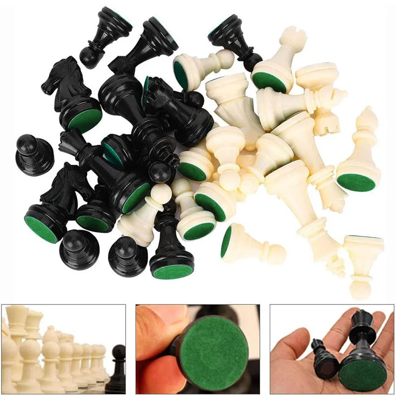 Medieval Plastic Chess Pieces Set King Height 6.4cm/7.5cm/9.5cm Replaceable International Chess Pieces Board Games Accessories