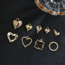 1pcs Simple And Versatile Gold Color Heart-shaped Ins Love Alloy Pendant Diy Handmade Necklace Bracelet Jewelry Material Charms