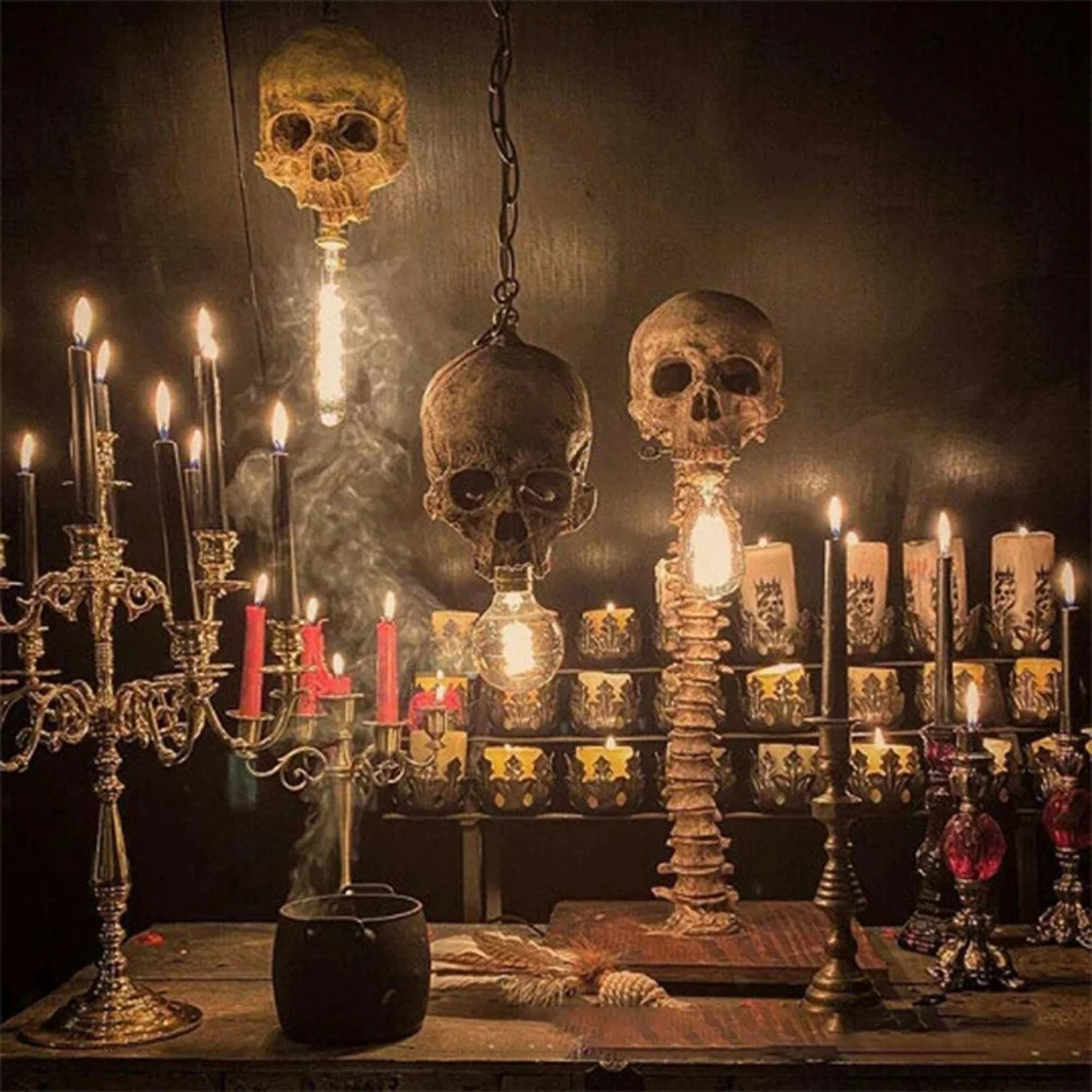 Halloween Skull Skeleton Lamp 3D Table Light Creative Party Prop Scary Decor