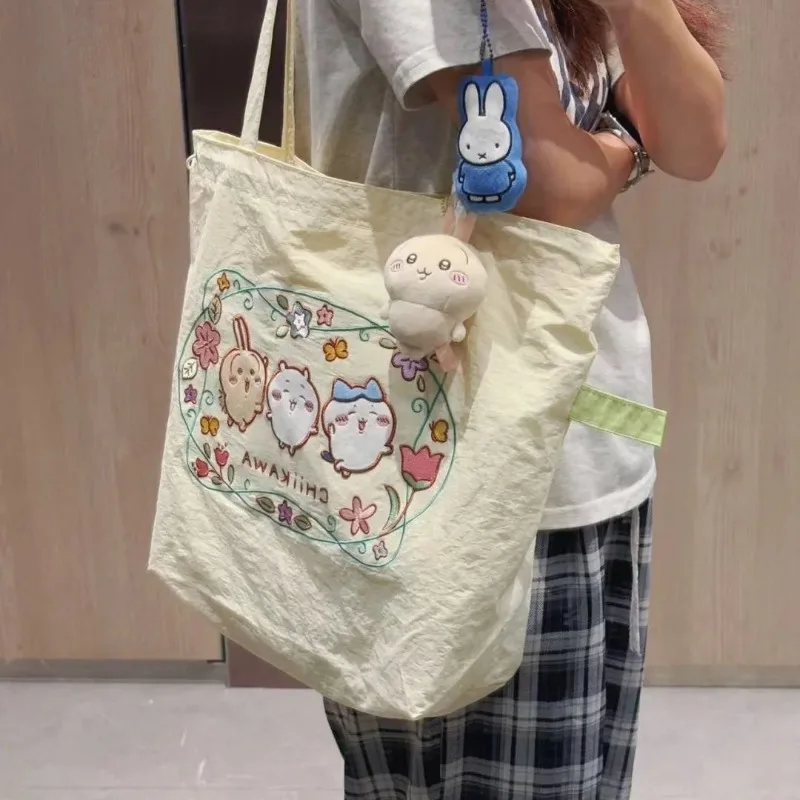 Miniso Chiikawa Hachiware Creative High-quality Embroidered Tote Bag Cartoon Cute Canvas Handbag Family Friend Holiday Gift Toy