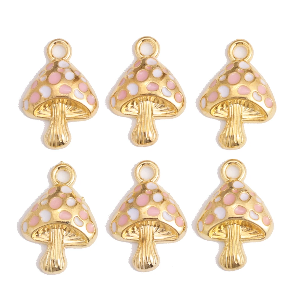 10Pcs Colorful Cute Enamel Red Mushroom Alloy Pendant for Women\'s Earrings Bracelet Jewelry Made of Charm DIY Necklace Ornaments