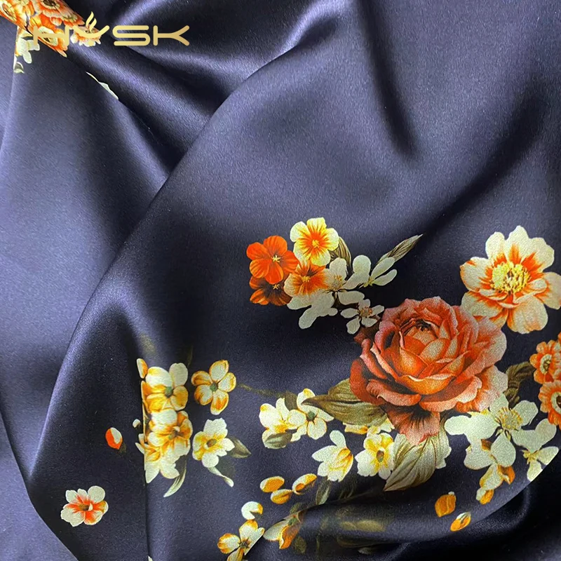 

HYSK 100% Pure Mulberry Silk Fabric 19MM Printed Pattern Width 114cm Blouses elegant dress free shipping dresses women E3103