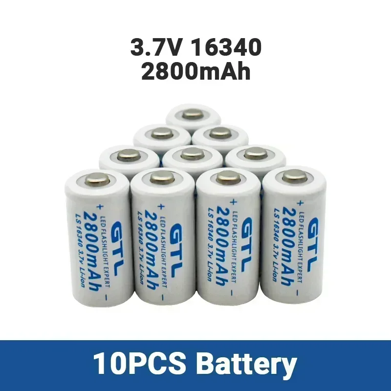 

New 3.7V 2800mAh Lithium Li-ion 16340 Battery CR123A Rechargeable Batteries 3.7V CR123 for Laser Pen LED Flashlight Cell+Charger