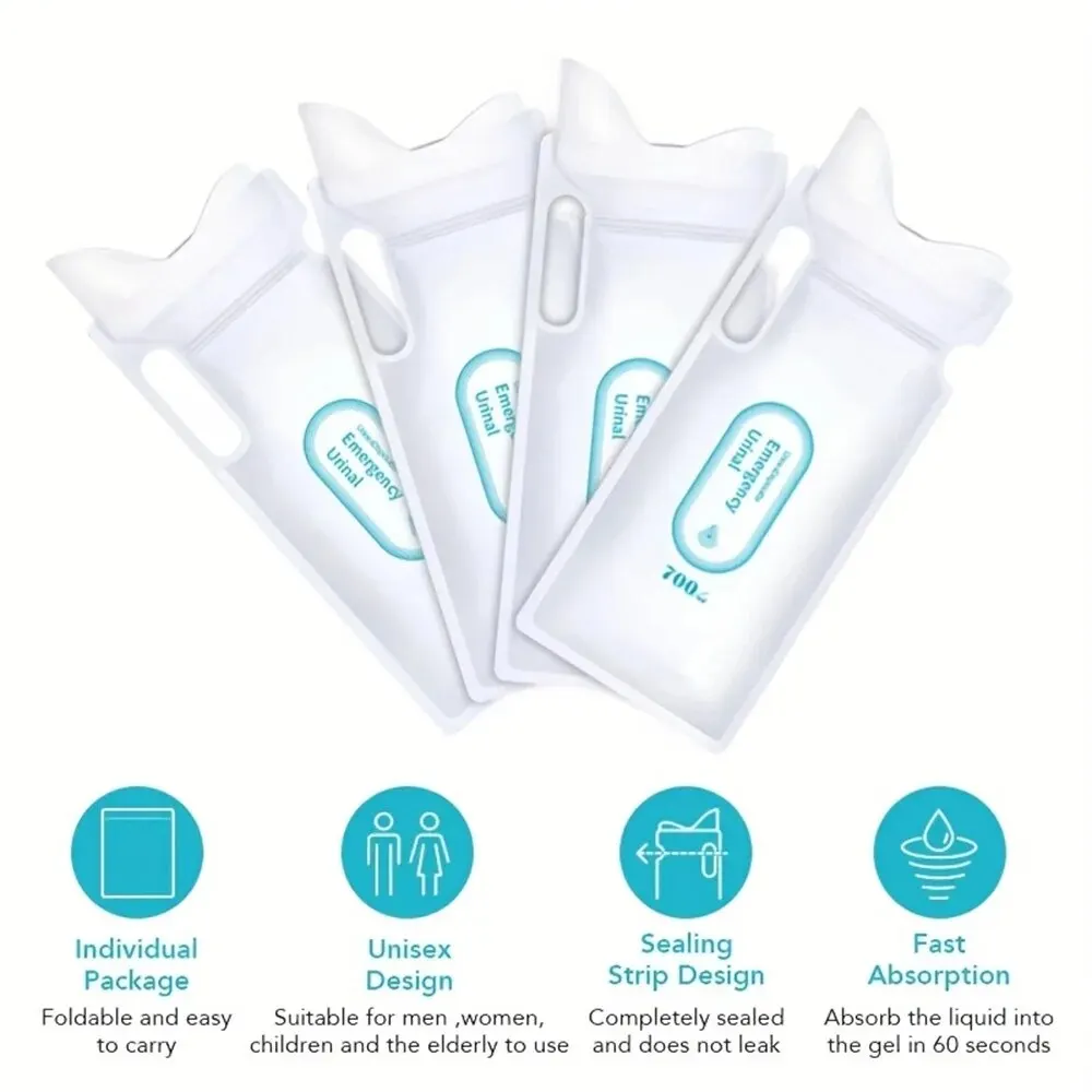 4PCS/ Set Emergency Urine Bag Portable Car Toilet Girl Child Disposable Urine Bag Urinal Car Urine Bag Emergency Supplies