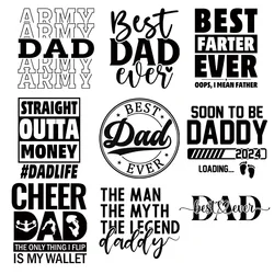 9piece Black letters The best dad stickers Iron On DTF Plastisol Transfer Stickers For DIY Clothes Bags