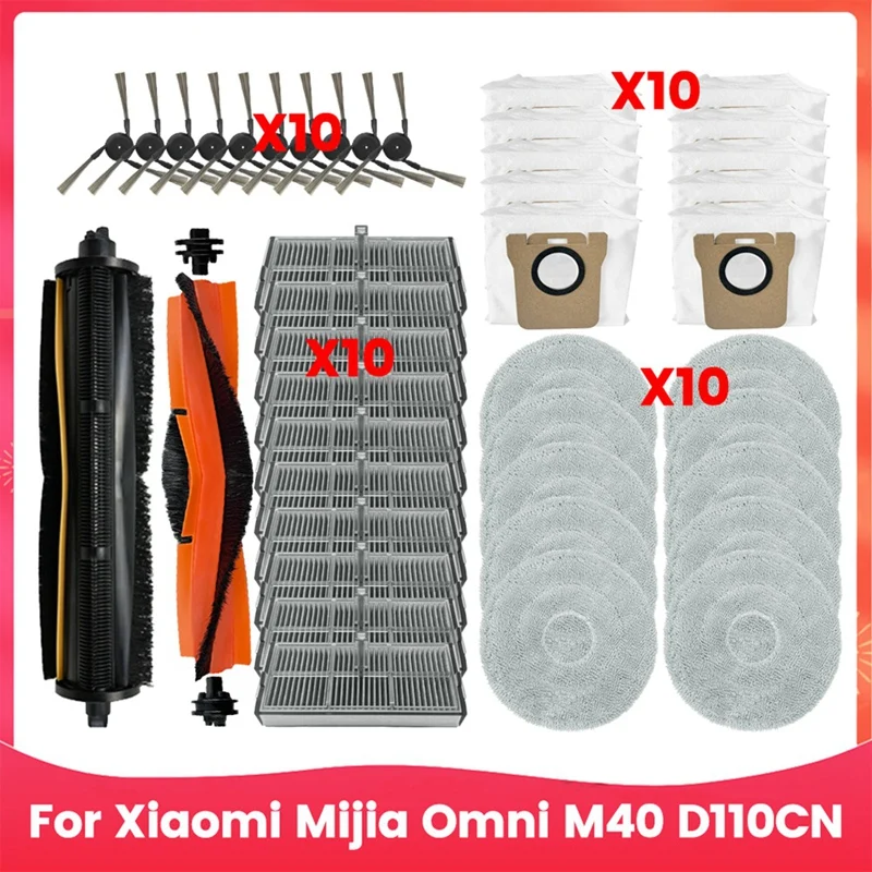 For Xiaomi Mijia Omni M40 D110CN Vacuum Accessories Replacement Parts Main Brush Side Brush Filter Mop Cloth Dust Bag