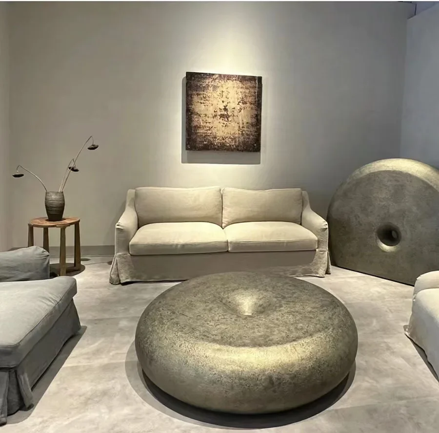 Tissu en lin lavé double pour trois personnes, meubles rétro entièrement démontés et lavés pour séjour chez l'habitant