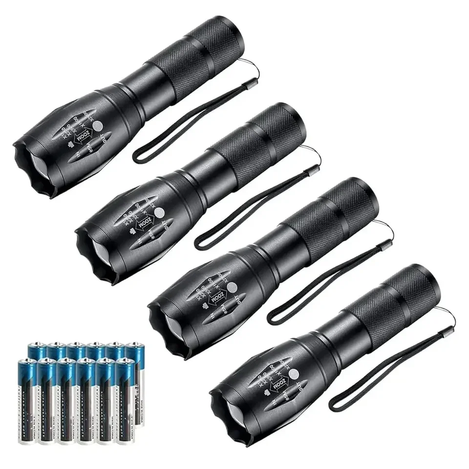 High Lumens Tactical Flashlights with Batteries Set