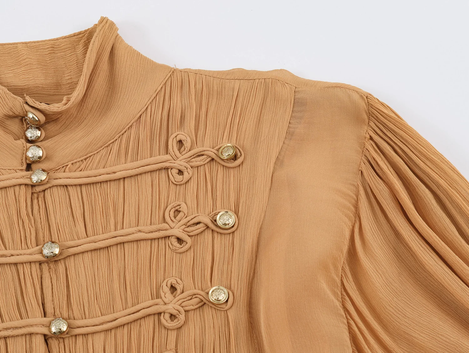 KLKXMYT Elegantes Damenkleid mit Seilknoten-Schnalle, langem Ärmel, Rüschen und Taillenband, für Urlaub und Freizeit. – Detail 6