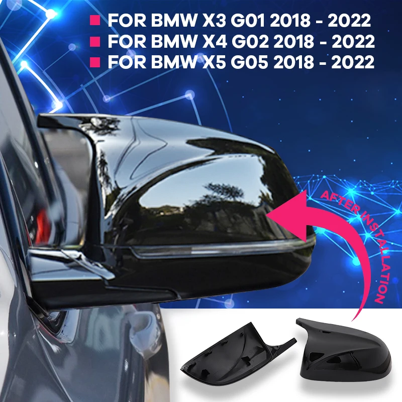 Car side Rearview Mirror caps CAP High-class Horn for BMW x3 G01 x4 G02 x5 G05 2018-2022 Black Accessories M3 Style Mirror cover