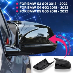 Tampa do espelho retrovisor lateral do carro, chifre de alta classe para bmw x3 g01 x4 g02 x5 g05 2018-2022, acessórios pretos, capa de espelho estilo m3