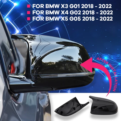 Накладки на боковые зеркала заднего вида автомобиля, рожок для BMW x3 G01 x4 G02 x5 G05 2018-2022, черные аксессуары, крышка зеркала в стиле M3
