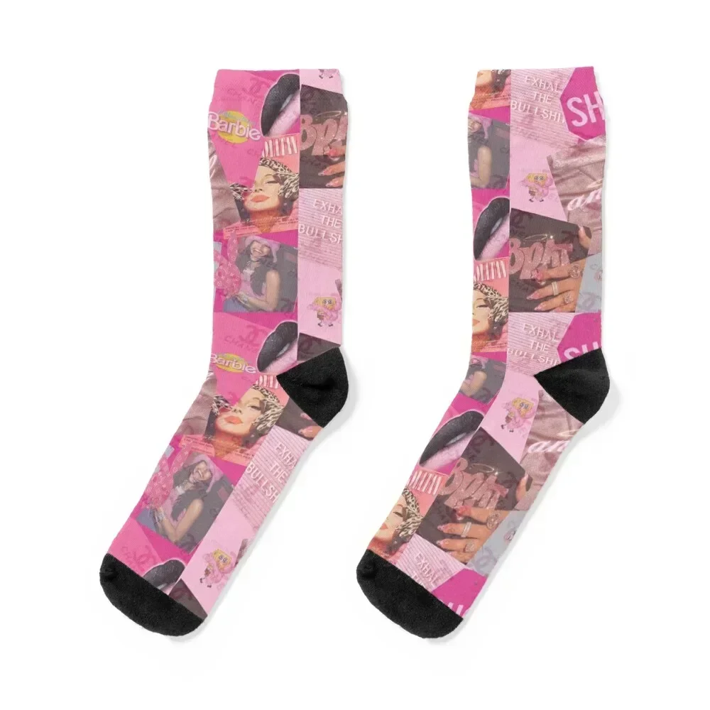 

Pink Aesthetic Edit Socks with print kawaii anti-slip Socks Woman Men's