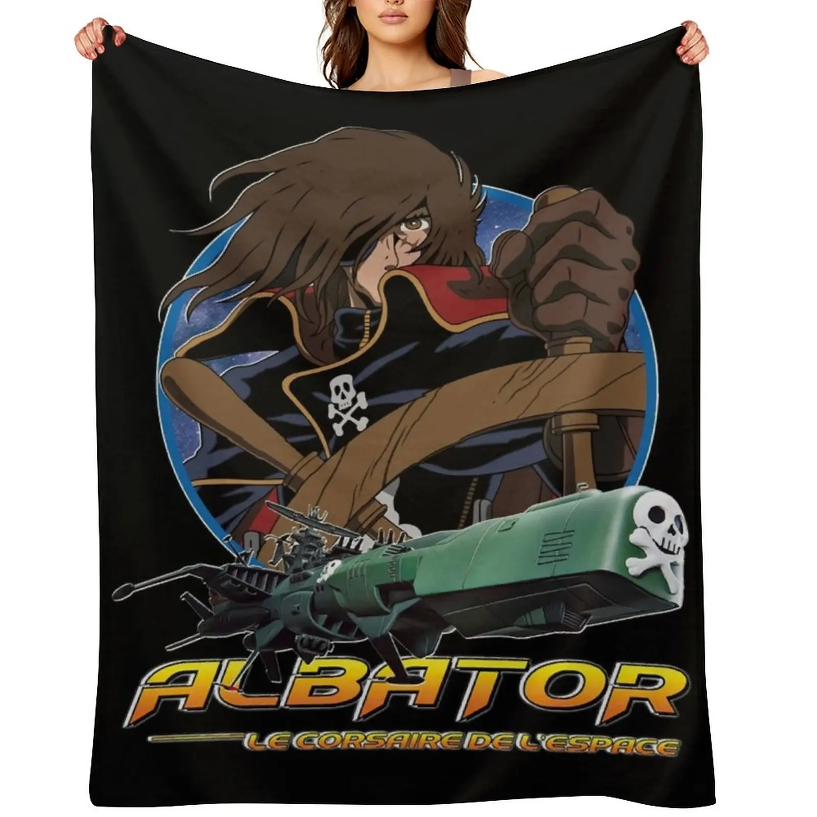 

Albator (Captain Harlock) Essential . Throw Blanket Flannel Fabric Quilt Designers for winter Blankets
