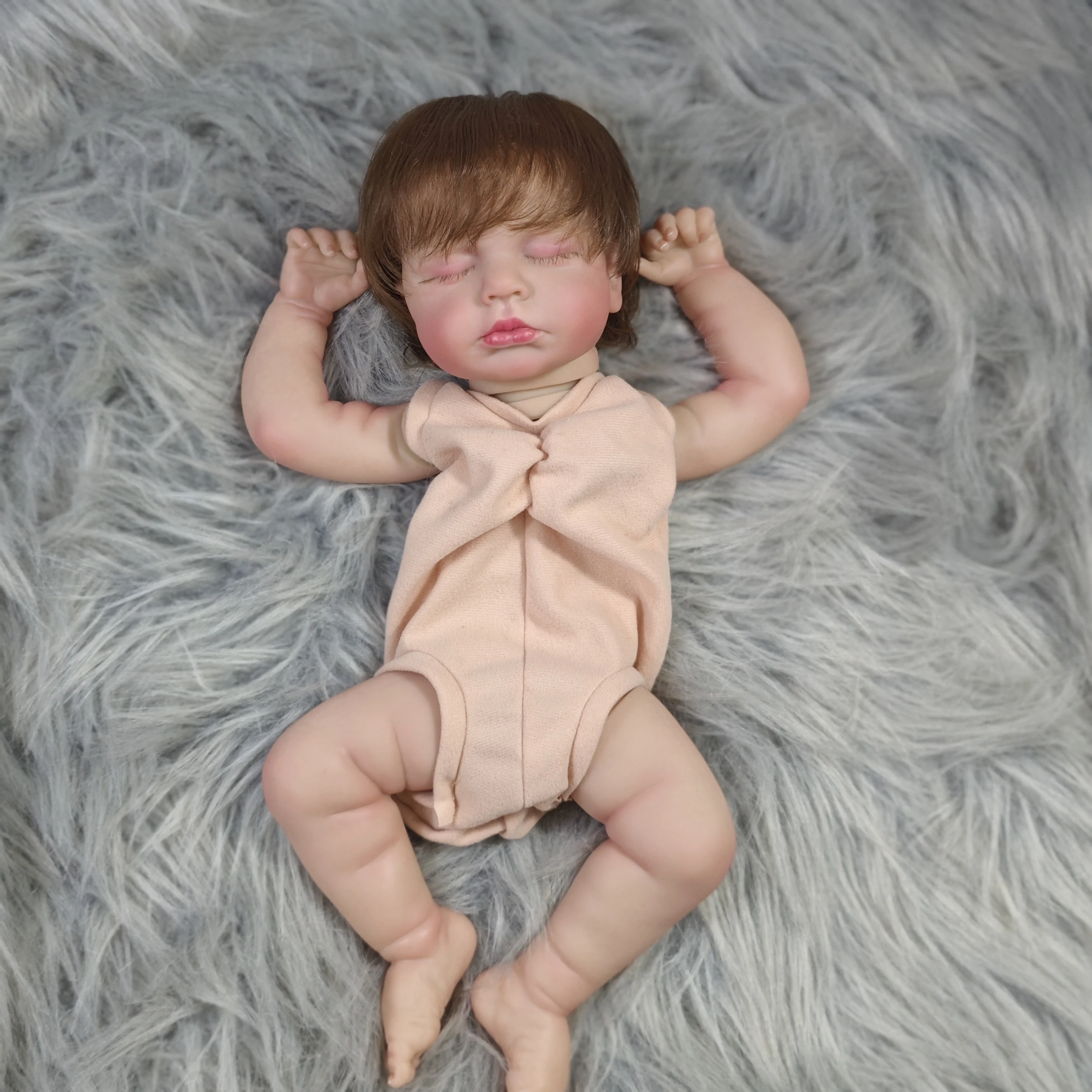 20 นิ้วทาสี Reborn ตุ๊กตาชุด LouLou มือ Rooted ผม 3D ทาสีผิวประกอบ DIY ทําด้วยมือตุ๊กตาไวนิลอะไหล่