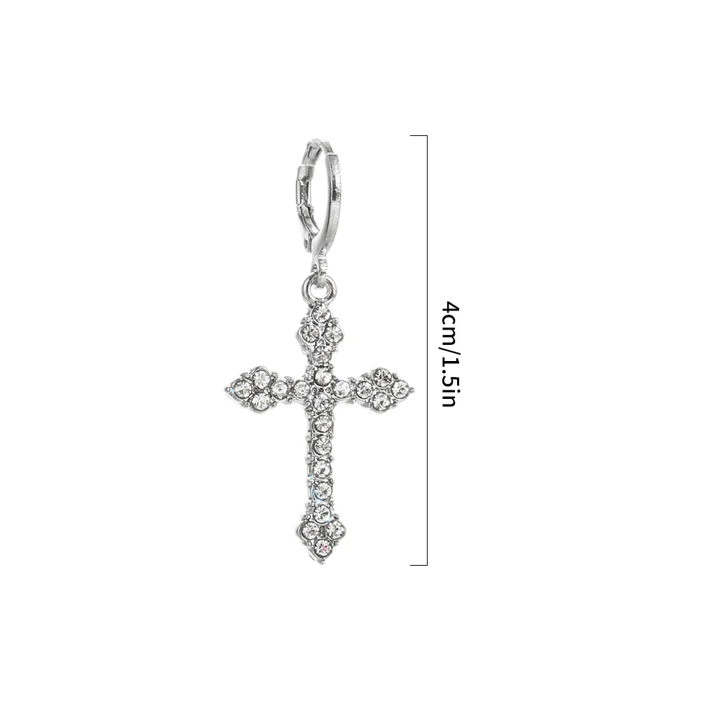 Korean Zircon Crystal Cross Earrings Women Drop Earrings for Gothic Punk Hip Hop Female Piercing Dangle Earrings Party Jewelry