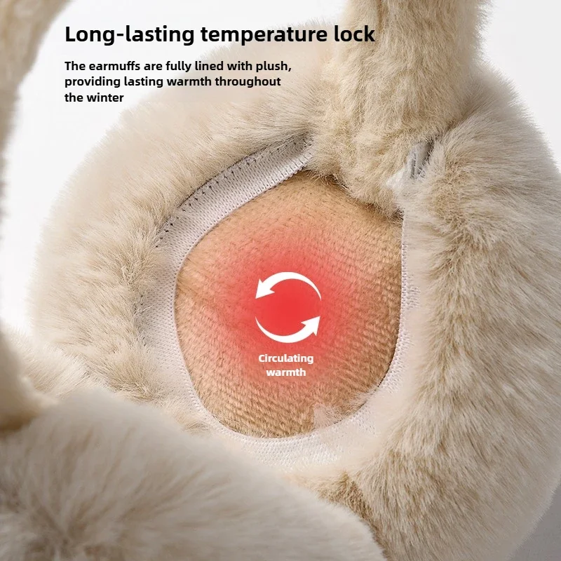Orejeras de felpa, cubiertas para los oídos cálidas de invierno para mujer, cubiertas para los oídos, cubiertas para los oídos anticongelantes para estudiantes de moda, plegables