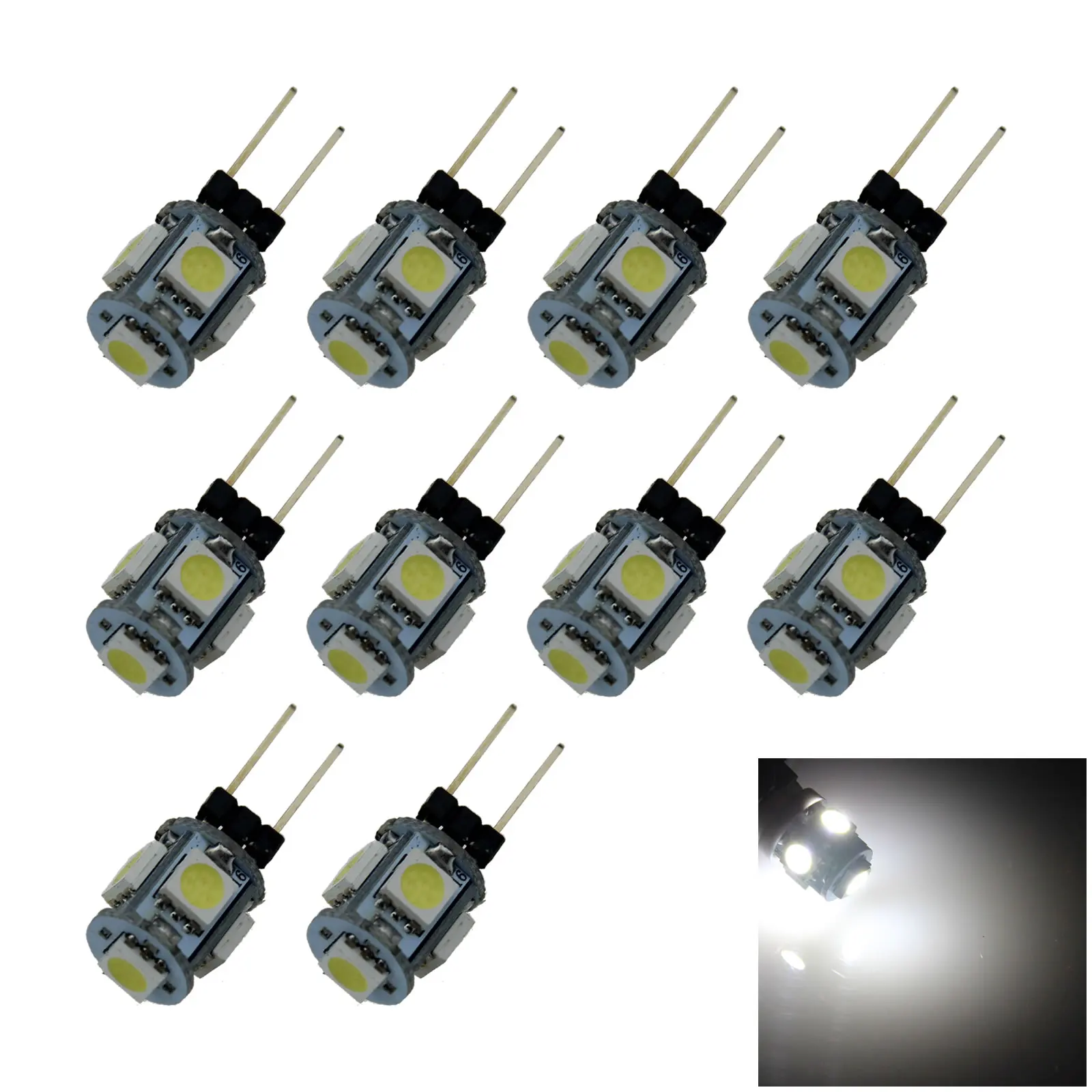 10x White Office G4 Cabinet Blub Crystal Droplight Lamp 5 Emitters 5050 SMD LED T006-W