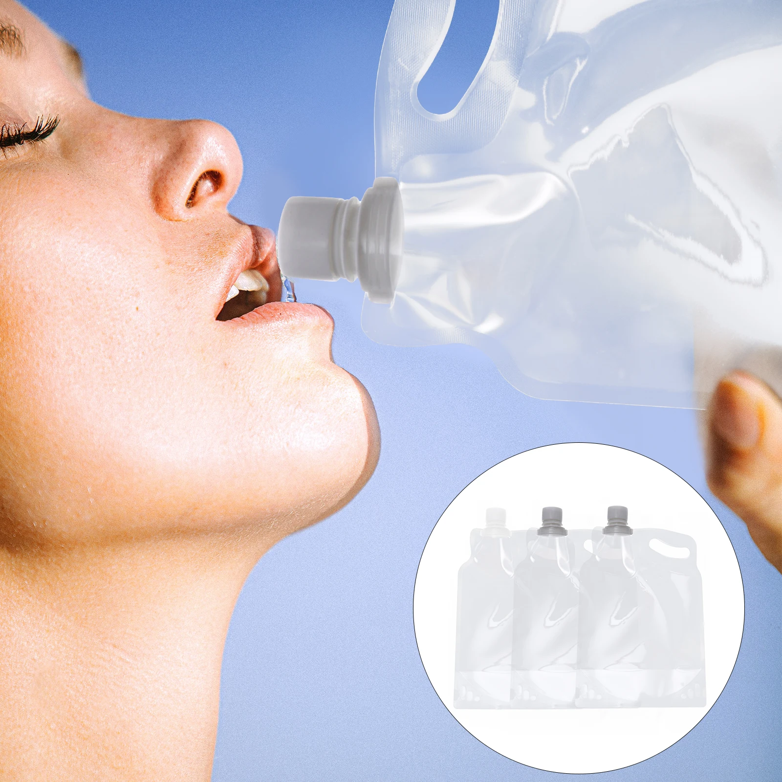 

3 Pcs Multifunctional Water Bottle PA Container Foldable Portable Bags for Drinking PET Jug Folding Bye