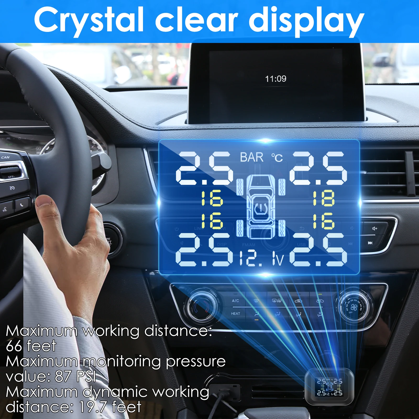 Auto Tyre Pressure Digital Meter Diagnostic Tool Car Tire Pressure Gauge TPMS Wireless Real-time Tire Pressure Monitor System - Image 3