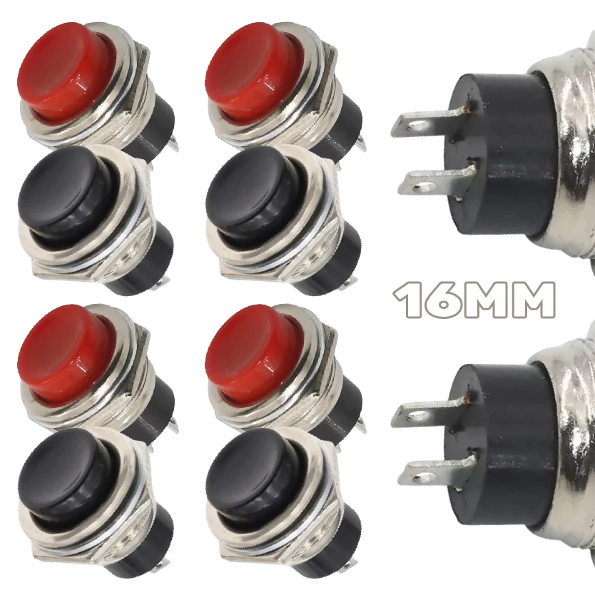 

Кнопка-переключатель круглая 16 мм, 2-контактная, маломощная, с самовозвратом, DS-212