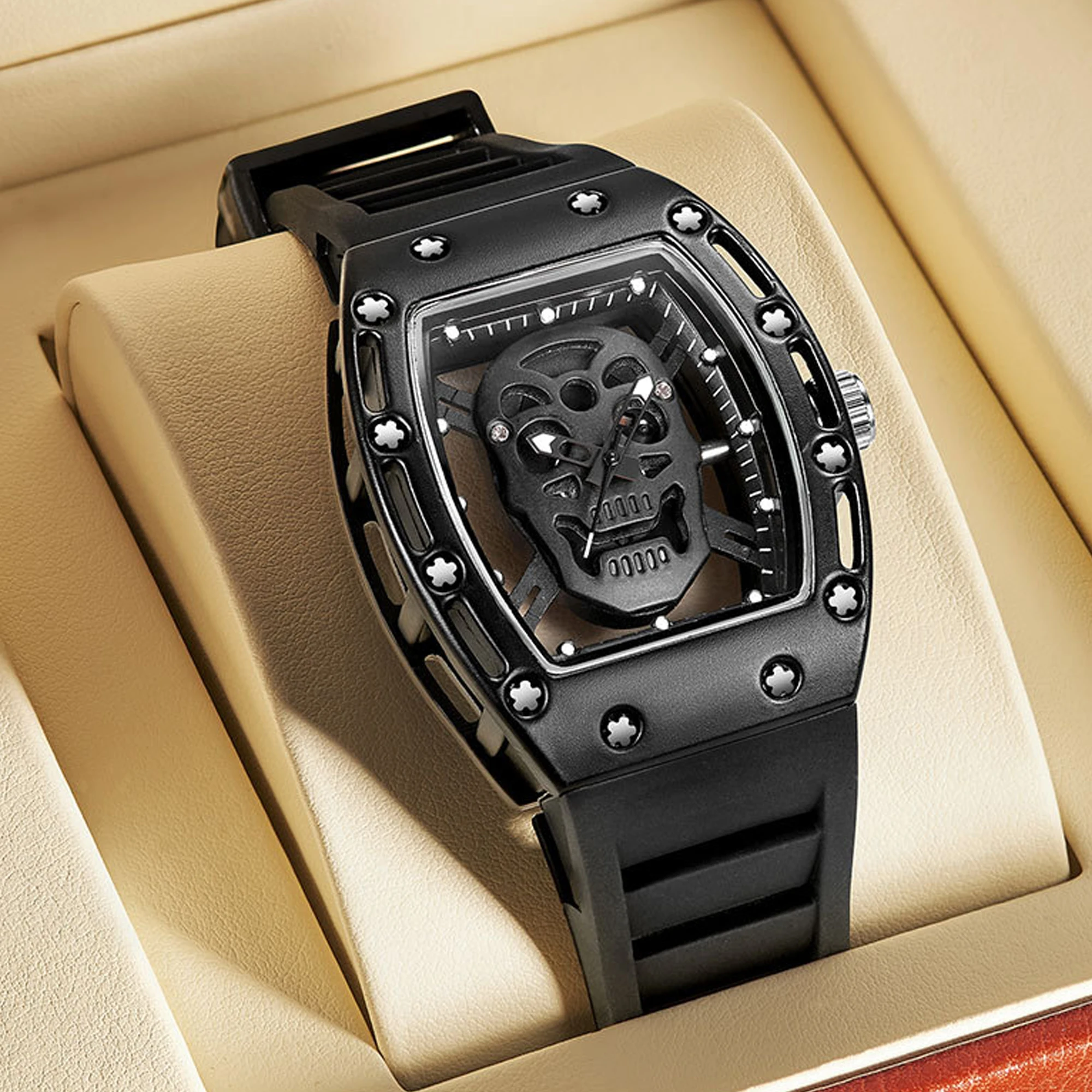 New Men's Sports Fashion Quartz Watch, Trendy Hip-Hop Style Large Dial, Exquisite Design, Fashionable, Luminous Display, Barrel-Shaped Silicone Men's Watch, Electronic Quartz Movement, Suitable for Men, Ideal Gift for Valentine's Day, Easter, Halloween, Ramadan, Birthdays, Christmas, and for Giving to Friends - Suitable for Business or Casual Occasions